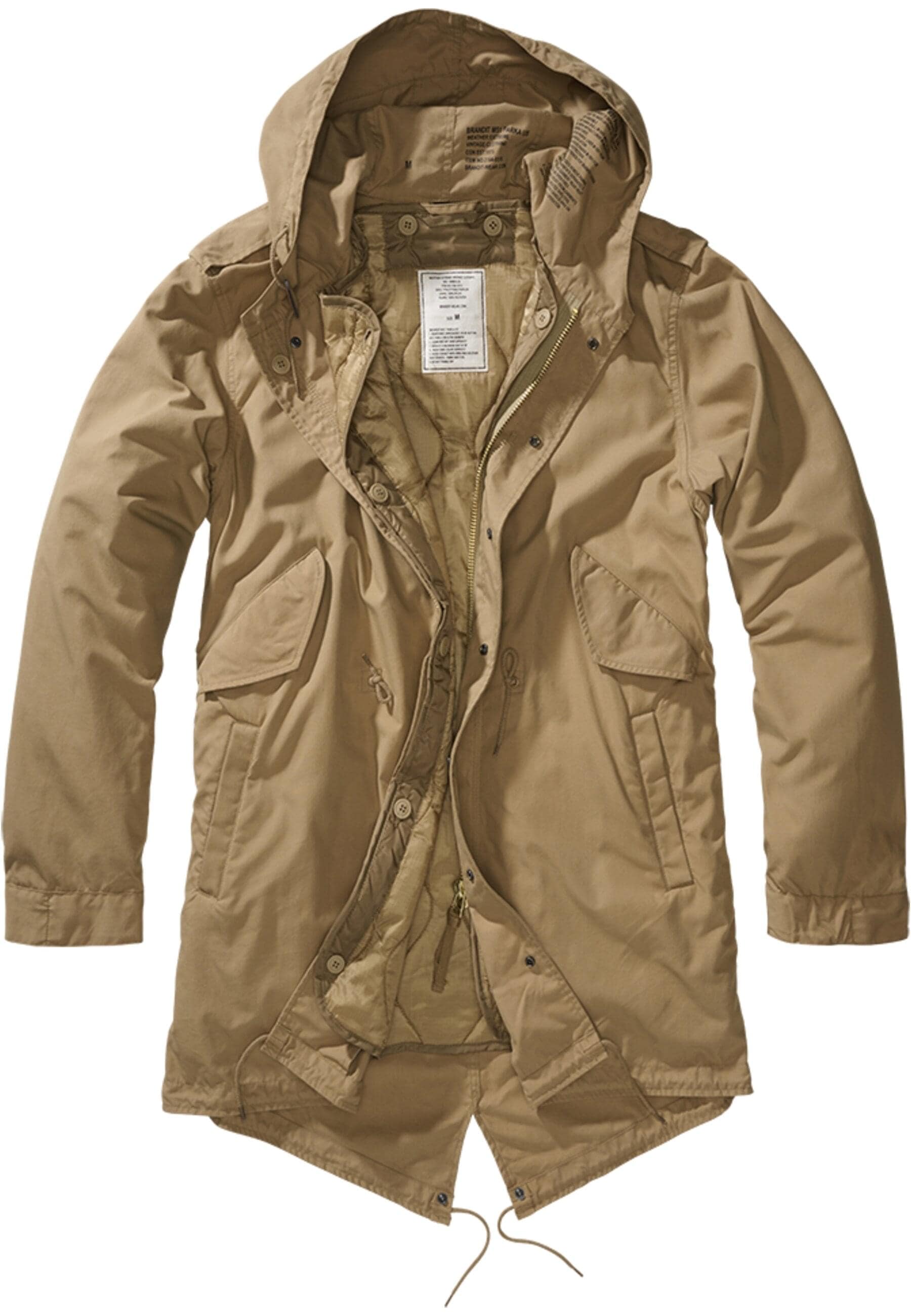 Wintermantel BRANDIT "Brandit Herren M51 US Parka", Herren, Gr. 4XL, camel, 73% Baumwolle, 27% Polyamid, Mäntel Wintermantel