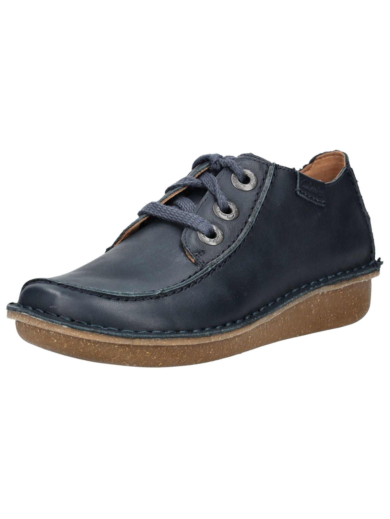 Schnürschuh CLARKS "Clarks Halbschuhe Leder", Damen, Gr. 37,5, navy, Leder, Schuhe Schnürschuh
