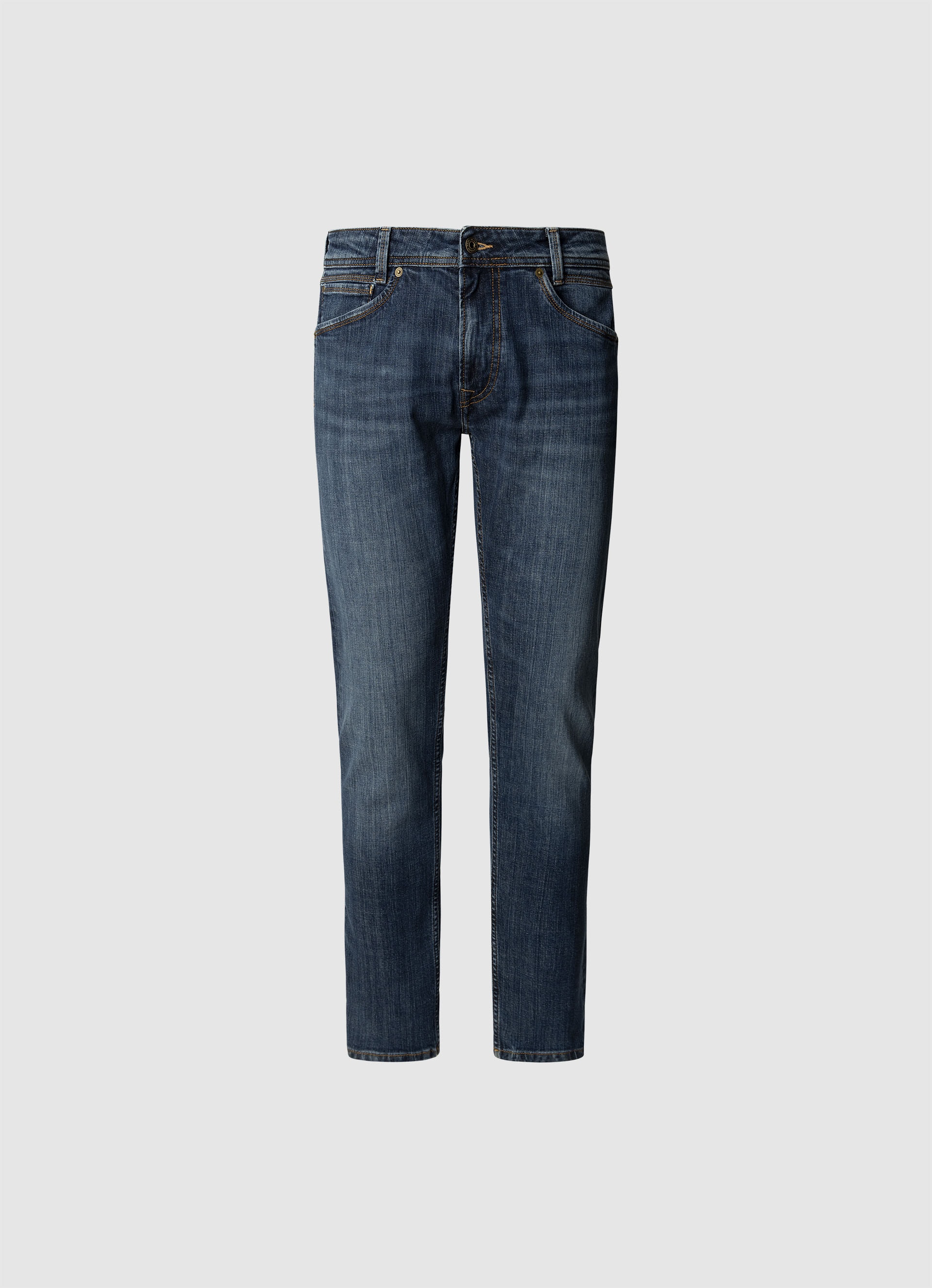Tapered-fit-Jeans PEPE JEANS "TAPERED JEANS", Herren, Gr. 33, Länge 34, tiefblau, Denim/Jeans, Obermaterial: 98% Baumwolle, 2% Elasthan, gerade, unten schmal lang, Jeans