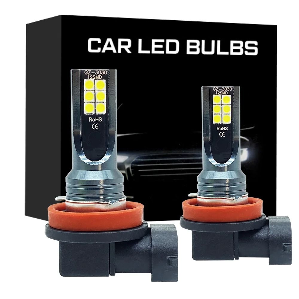H8 H9 H11 LED Car Fog Light Bulbs 80W Canbus Compatible 2 Pack 12000k Ice Blue h8