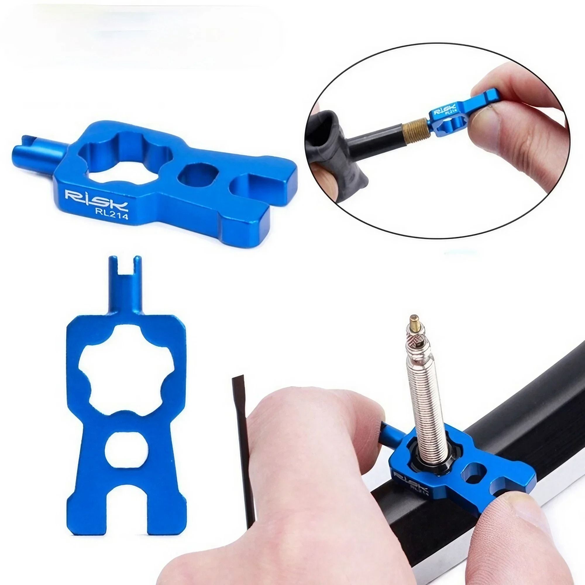 Portable Bicycle Valve Core Tool 4 In 1 green Set