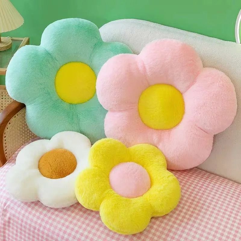 Round Flower Chair Cushion pink l