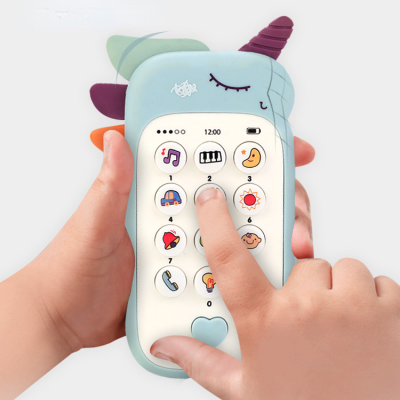 Simulation Phone Baby Toy, Music Sound, Infant Learning Teether blue
