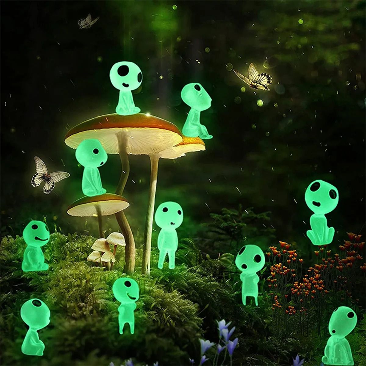 Glow In The Dark Mini Figure Set For Home And Garden Decoration 10pcs 10 Pcs Green