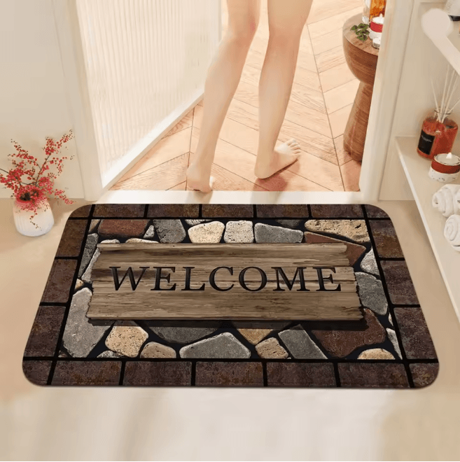 FloralWelcome AntiSlip Doormat For Home And Garden a 40cmx60cm