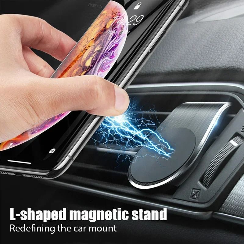 Magnetic Car Phone Holder Air Vent Mount For Smartphones black