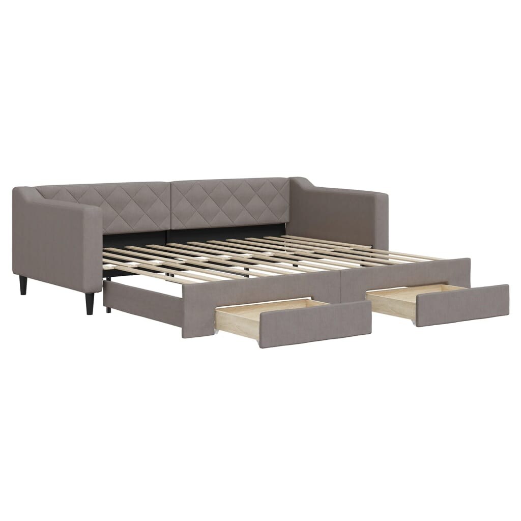 vidaXL Tagesbett Ausziehbar mit Schubladen Taupe 90x200 cm Stoff Image