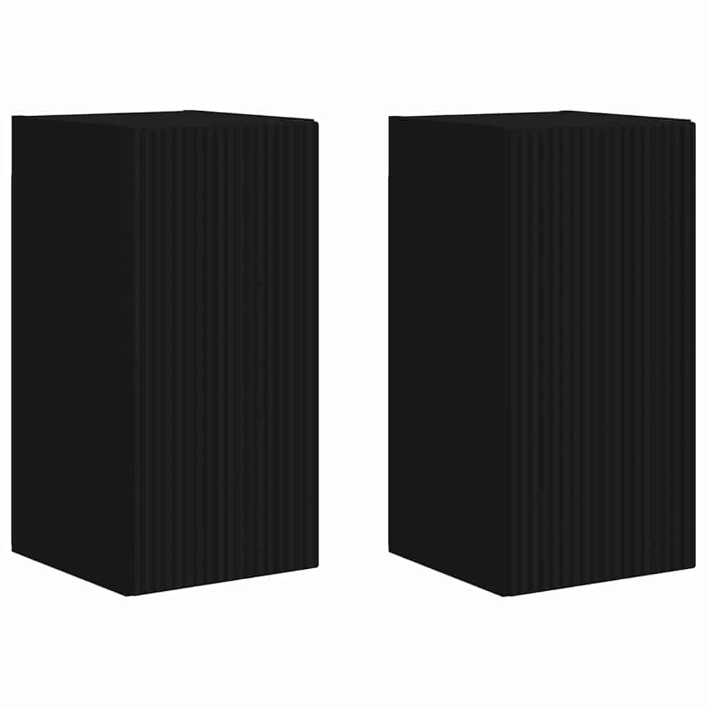 vidaXL TV-Wandschrank 2 pcs Schwarz 30 x 31 x 60 cm Holzwerkstoff Image