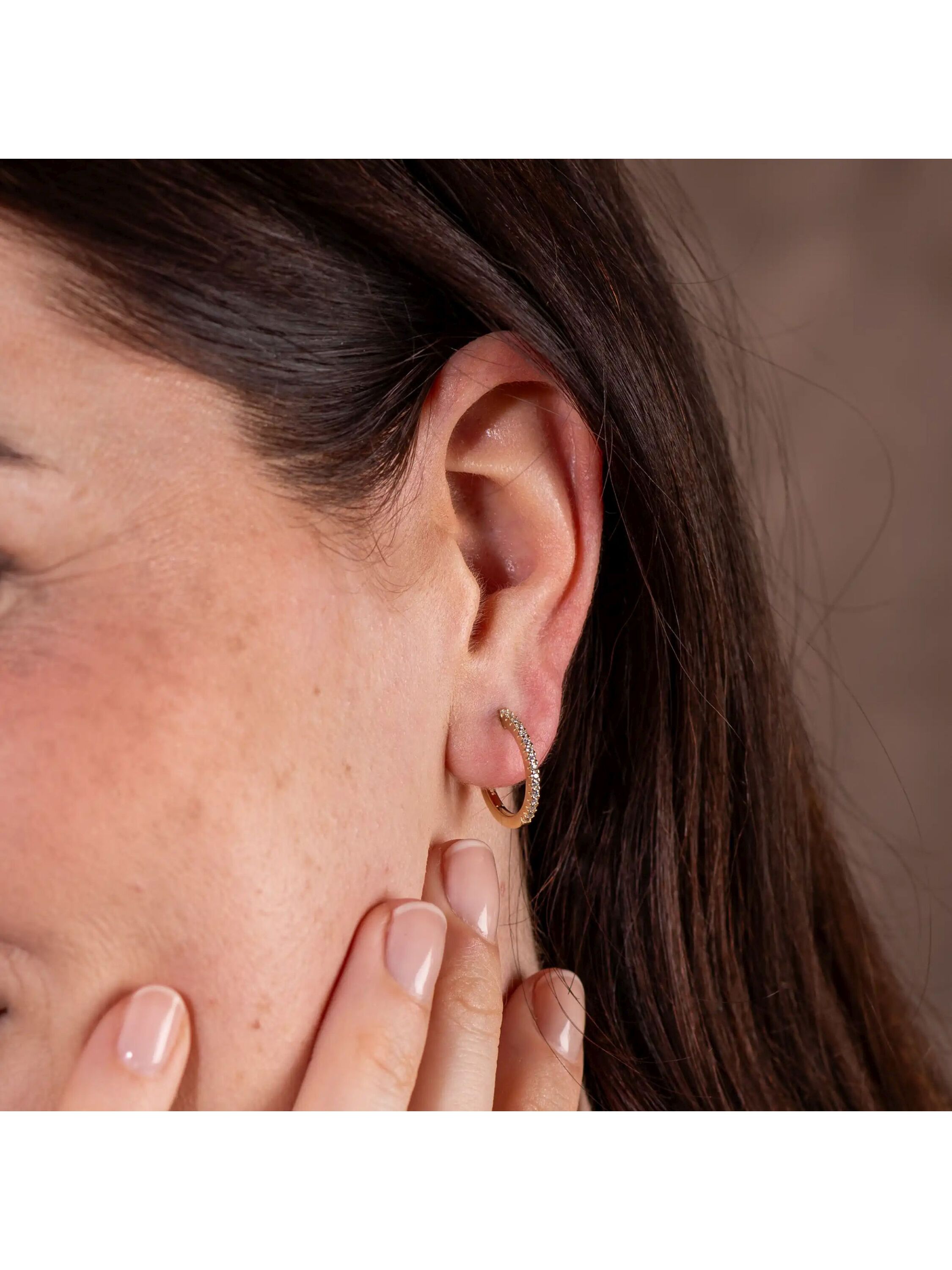 Lyomi Klappcreolen 585/- Gelbgold 32 synth. Diam. 0,21ct. Image