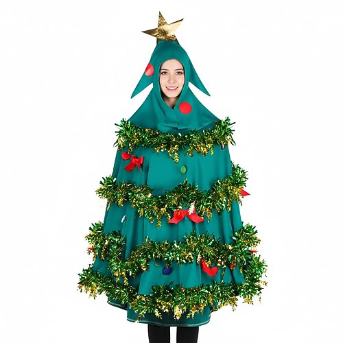 Costume de Noël Cap Sweat à capuche Costume élégant Sapins de Noël Noël pour Homme Femmes Adultes Noël Nouvel An Soirée Performance Cape