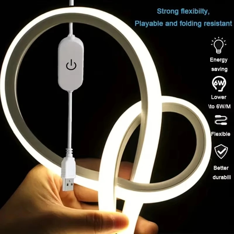 Strisce LED 5V USB 1-5M Luci al neon Striscia flessibile impermeabile Touch Interruttore del sensore di movimento per illuminazione di retroilluminazione TV camera da letto