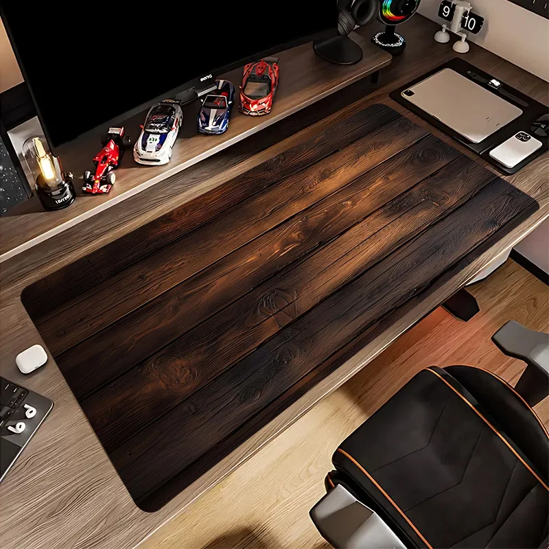 Großes Mauspad mit Holzmaserung, waschbare Schreibtischunterlage für Gaming und Büro, ergonomisches Design mit stilvoller Inneneinrichtung, Mauspads für den Schreibtisch Image