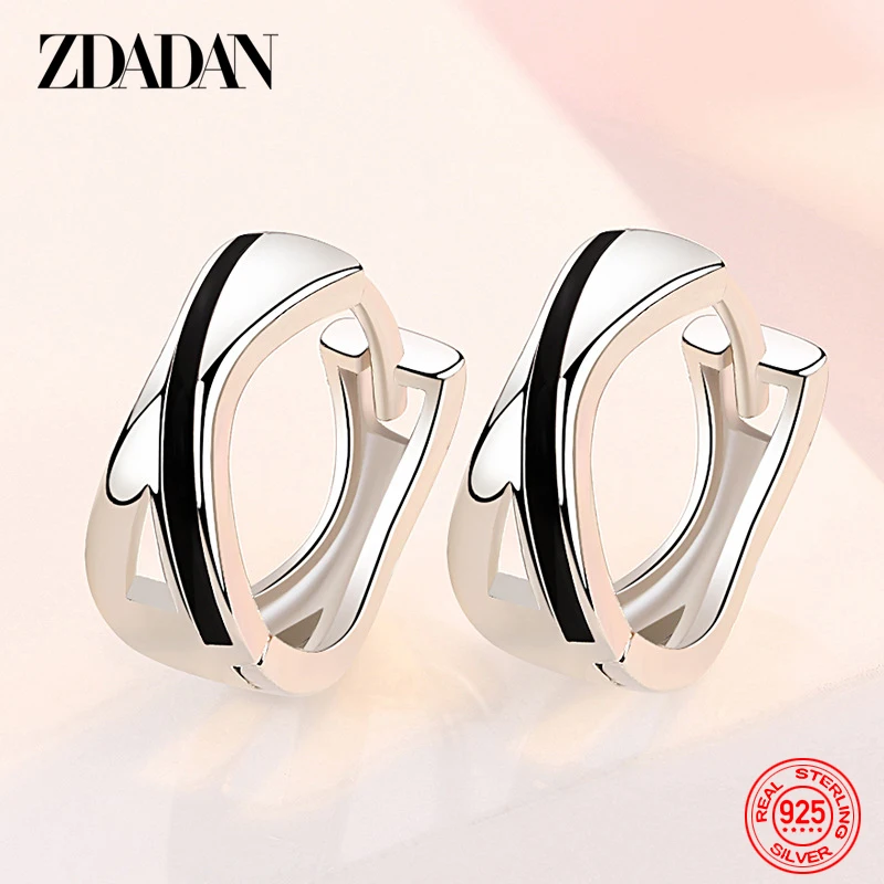 ZDADAN Geometrische Creolen aus 925er-Sterlingsilber für Damen, Modeschmuck, Accessoires Image