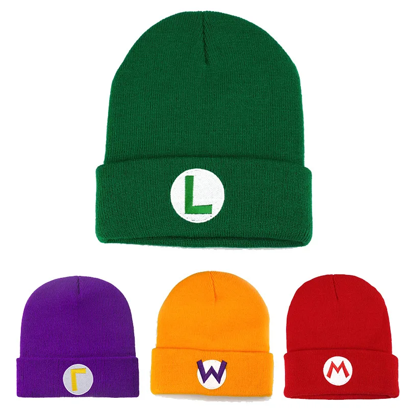 Cappello Anime Odyssey Cosplay Super Luigi Brothers Lettera Ricamo Cappello lavorato a maglia Cappello caldo autunno e inverno unisex