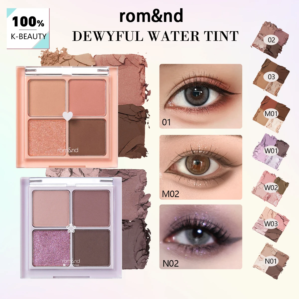 rom&nd Better Than Eyes PALETTE, Feine Puder-Textur, Trockenpuder-Formel, Luxus-Make-up, Koreanische Kosmetik, K-Beauty, Make-up