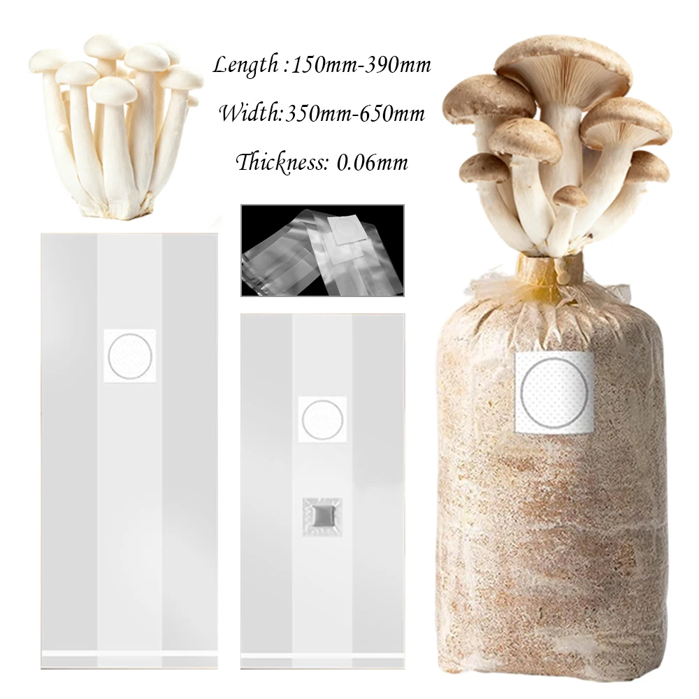 10/20 Stück Filter PP Pilz Spawn Grow Bag 0,06 mm Dicke atmungsaktive Hochtemperatur-Polypropylen-Beutel Gartenpflanzer Image