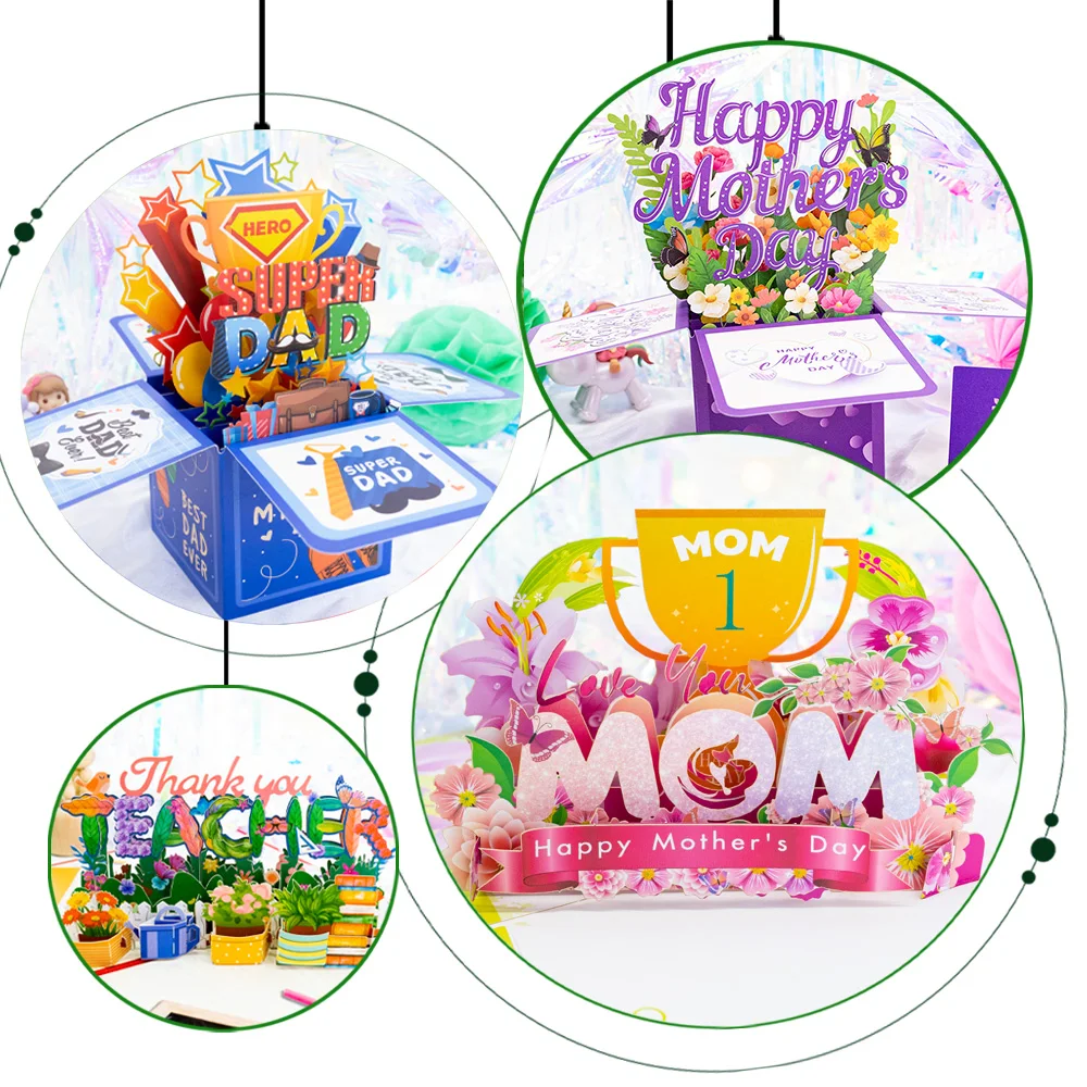 3D-Geschenkkarte mit kreativem Blumenstrauß für Mutter, Vater, Ehefrau, Freunde, Segenskarte, Geschenk für Mütter, Vatertag, Dankeschön-Grußkarten Image