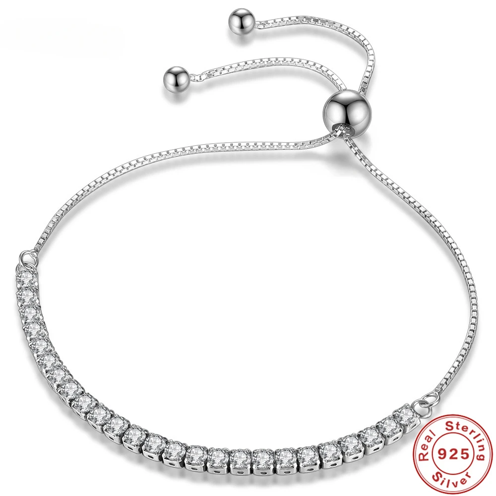 Armband aus 925er-Sterlingsilber, eleganter Zirkon, Tennis-Kristallkette für Damen, modisch, edle Verlobung, Hochzeit, heißes Geschenk Image