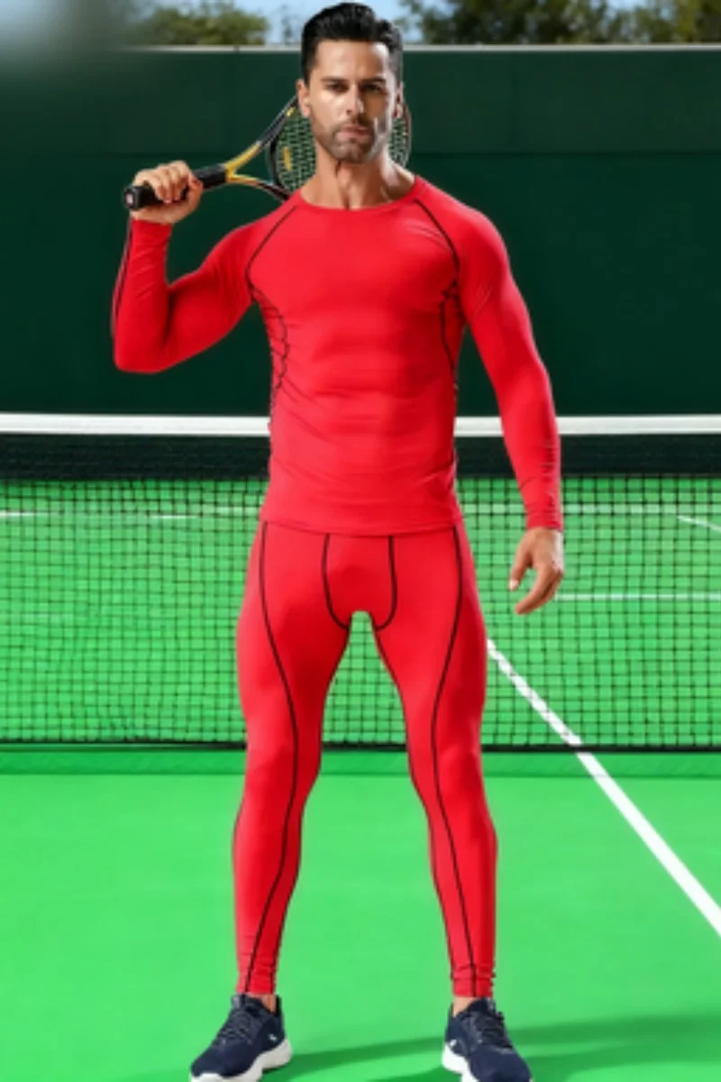 Vêtements de sport à Compression pour hommes, entraînement à l'élasticité, ensemble de Yoga, combinaison de Jogging et de Fitness pour hommes musculaires, pantalons de sport 2 pièces, 2025