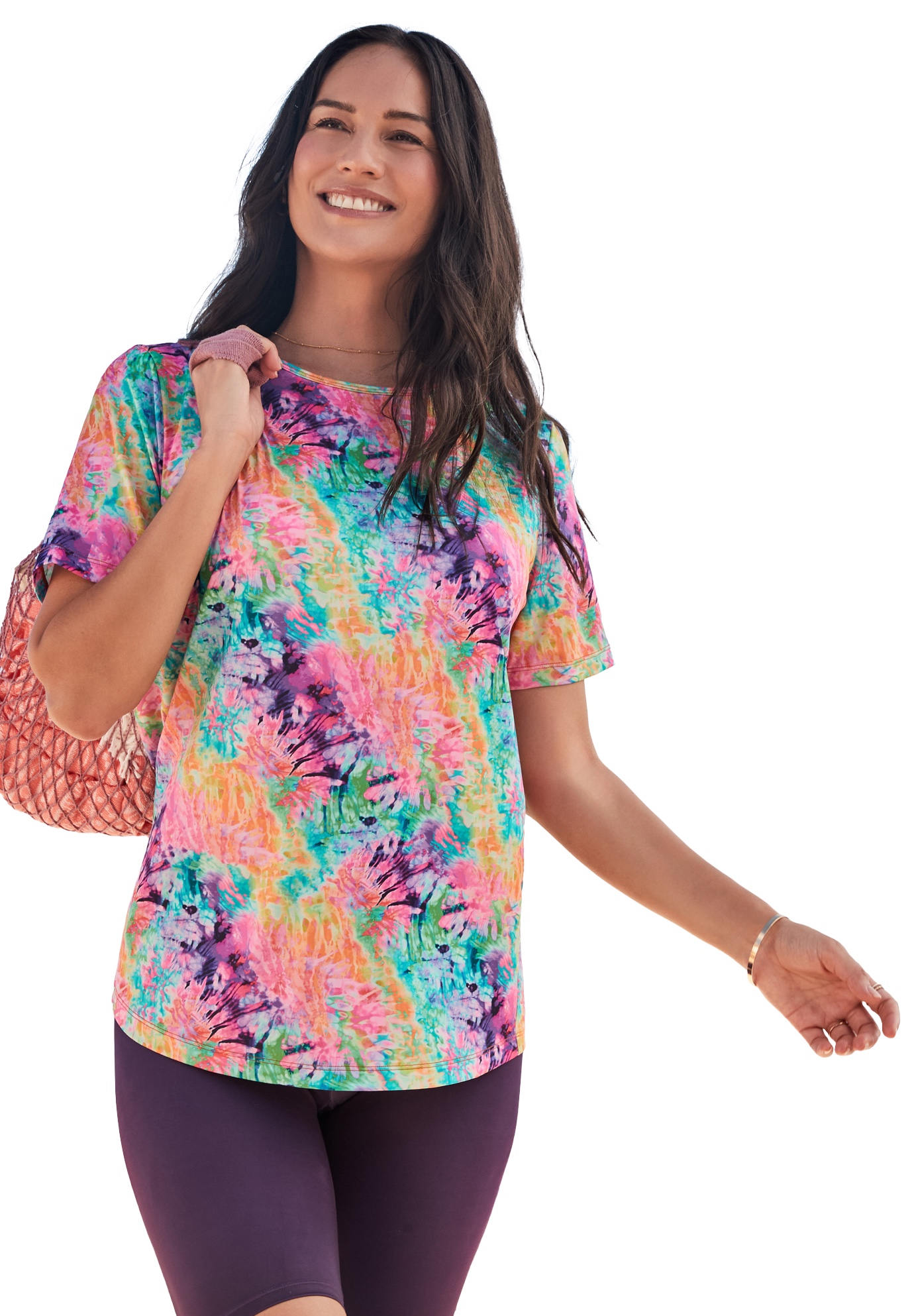 Plus Size Women's The Swim Tee by Swim 365 in Vivid Tie Dye (Size 30/32) Rash Guard
