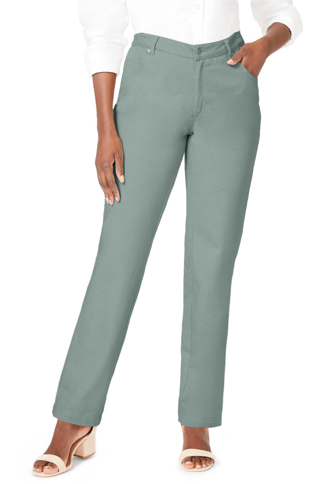 Plus Size Women's Classic Cotton Denim Straight-Leg Jean by Jessica London in Grey Spruce (Size 24) 100% Cotton