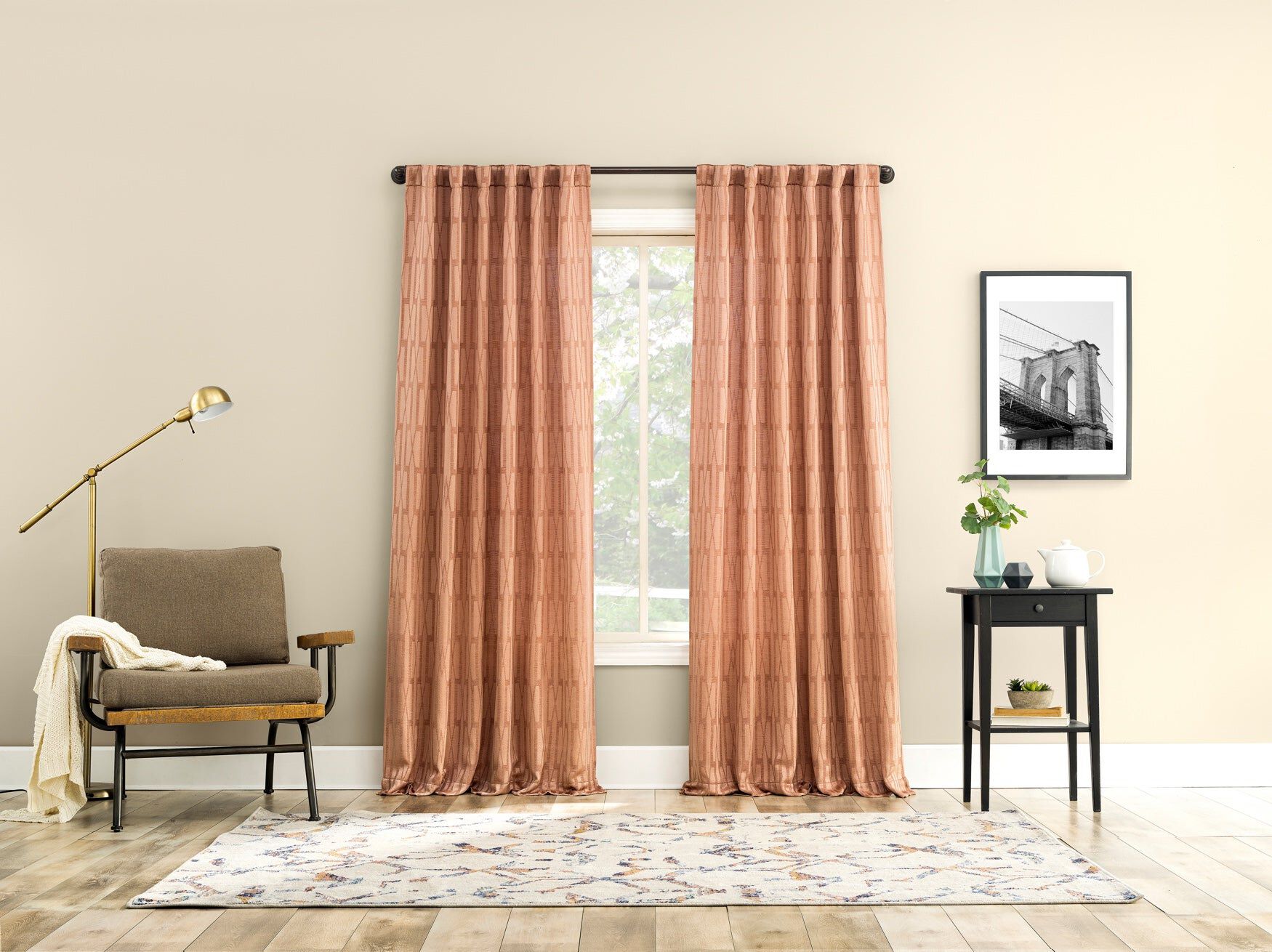 Wide Width Douro Abstract Geo Window Panel by BrylaneHome in Dusty (Size 52