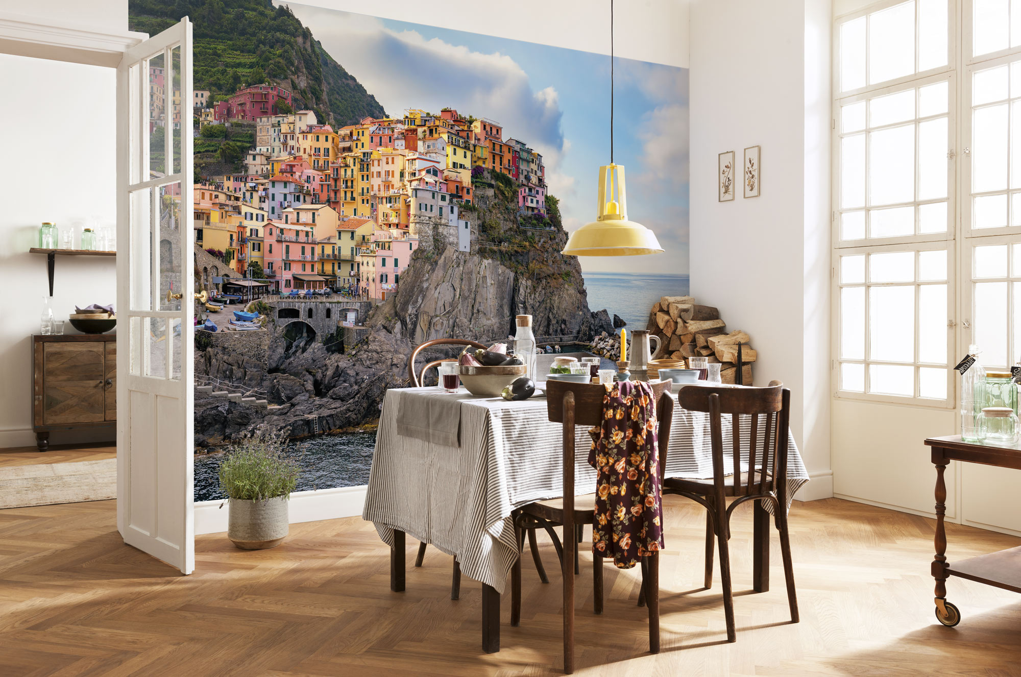 Fototapete KOMAR "Vlies - Cinque Terre - Größe 368 x 248 cm", bunt, B:3,68m L:2,48m, Vlies, Tapeten, Wohnzimmer, Schlafzimmer