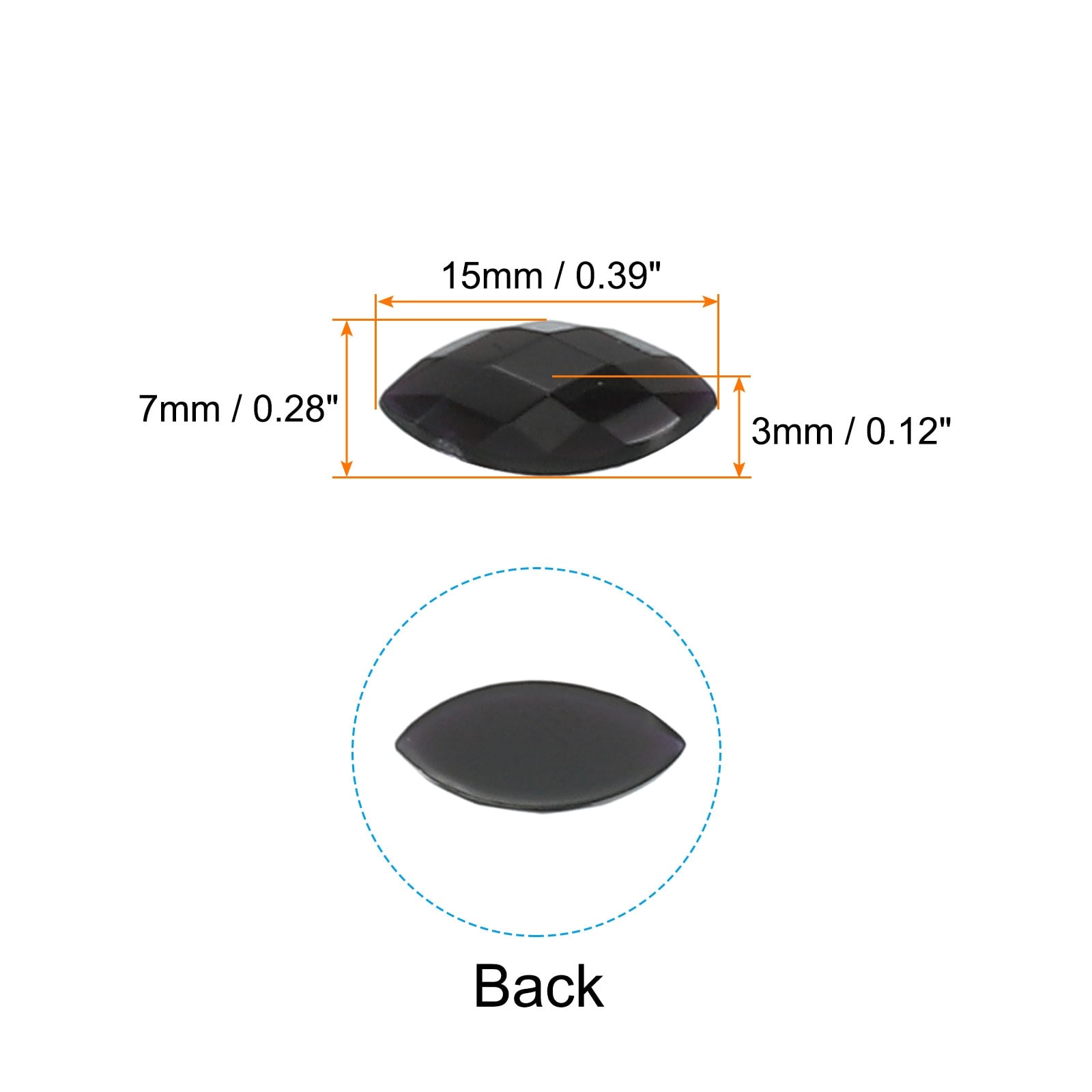 Marquise Gems, Acrylic Rhinestones Flat Back Navette Horse Eye Crystal Gems for Jewelry Making, DIY, Craft