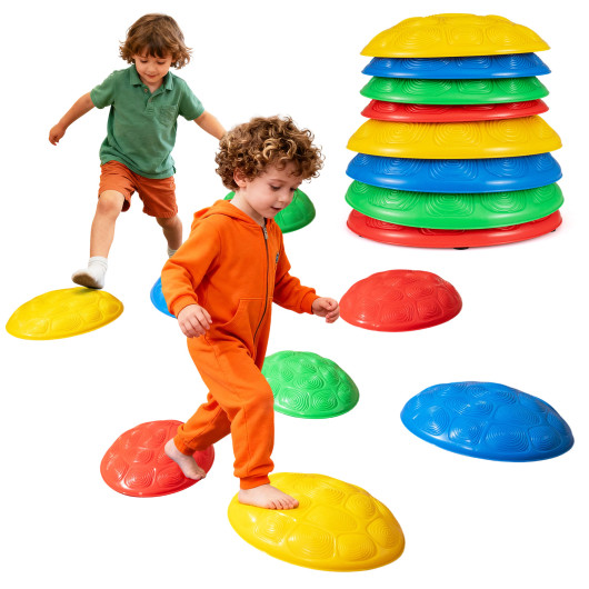 Costway Stepping Stones for Kids 8 PCS Non-Slip Toddler Stepping Stones Balance Sensory Toys-Multicolor