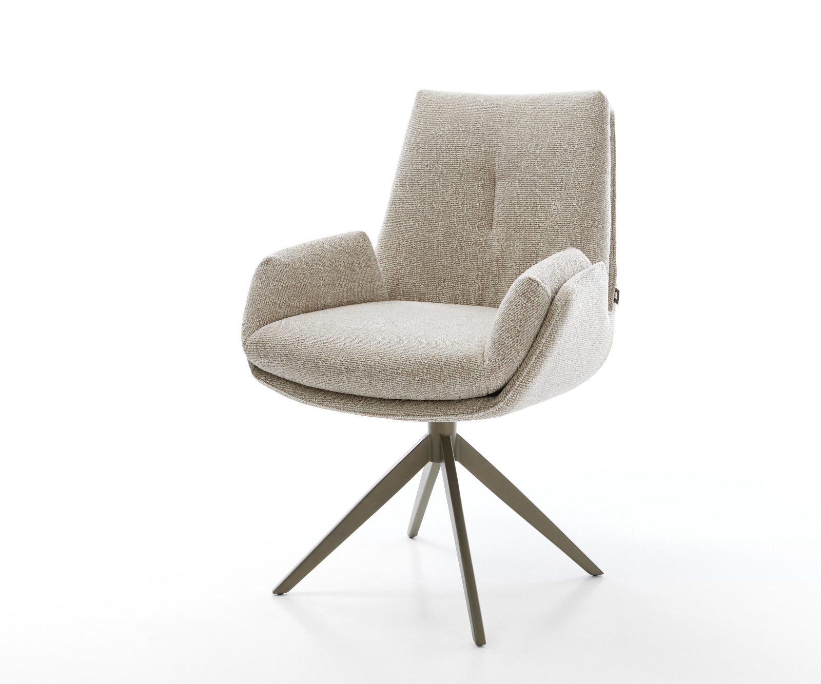 DELIFE Drehstuhl Clea-Flex Webstoff Soft Beige Kreuzgestell breit Effektfinish Titan 360° drehbar Wippfunktion, Esszimmerstühle Image