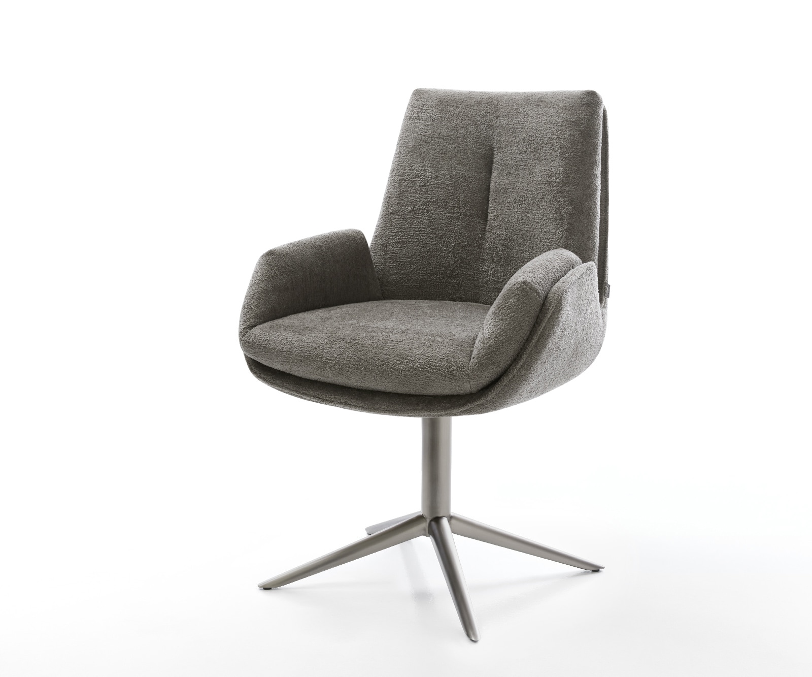 DELIFE Drehstuhl Clea-Flex Bouclé Soft Schlamm Fußkreuz Graphit 360° drehbar Wippfunktion, Esszimmerstühle Image