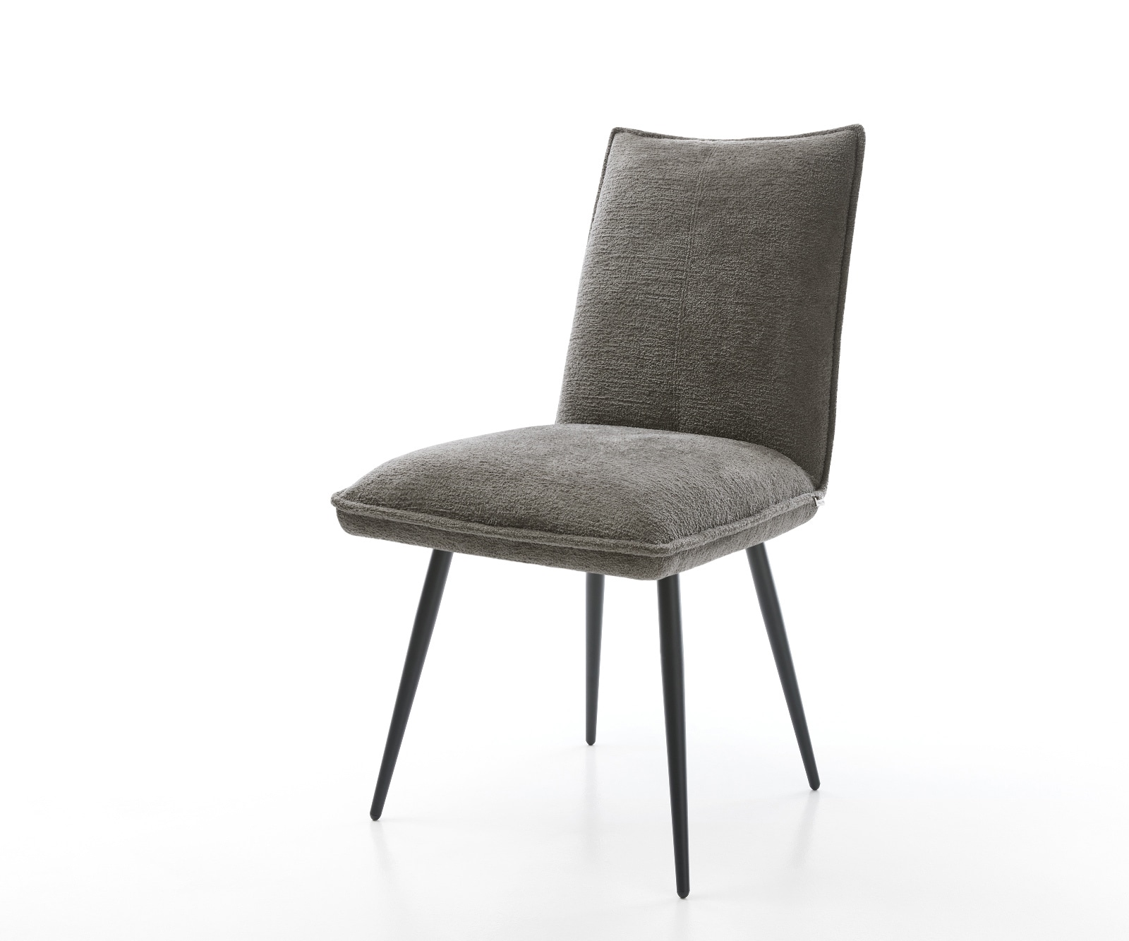 DELIFE Esszimmerstuhl Lelio-Flex Bouclé Soft Schlamm 4-Fuß konisch Schwarz Taschenfederkern, Esszimmerstühle Image