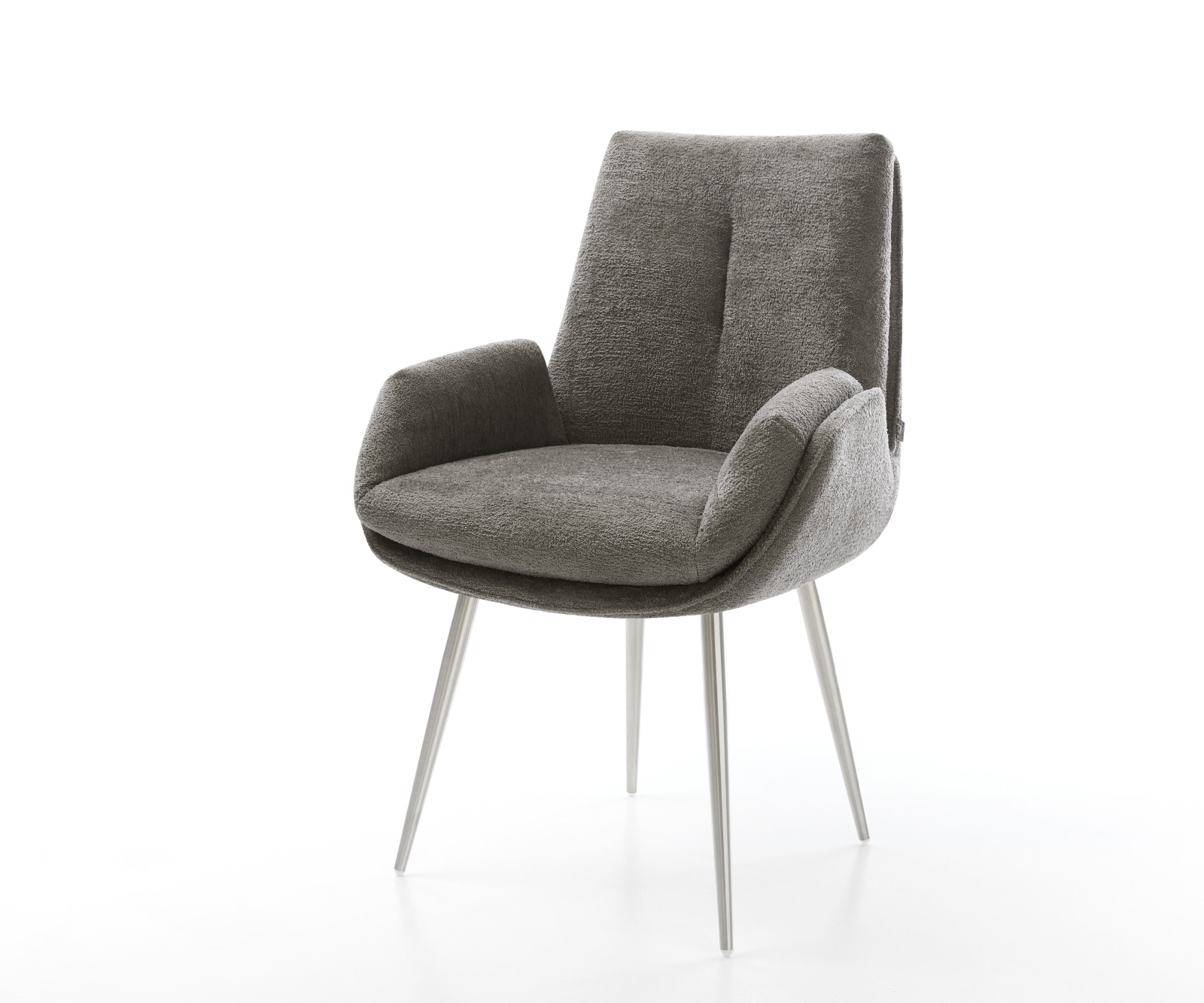 DELIFE Esszimmerstuhl Clea-Flex Bouclé Soft Schlamm 4-Fuß konisch Edelstahl, Esszimmerstühle Image