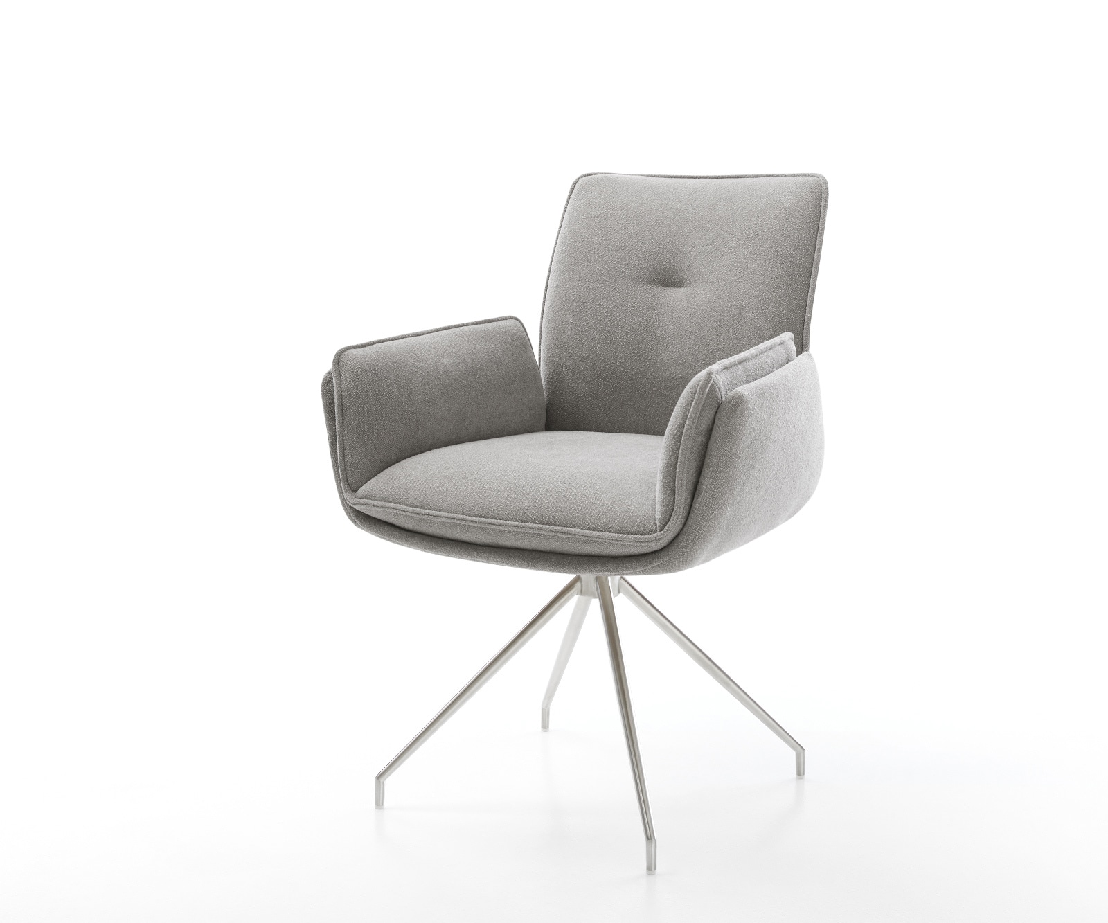 DELIFE Esszimmerstuhl Nela-Flex Strukturstoff Soft Grau Kreuzgestell konisch Edelstahl, Esszimmerstühle Image