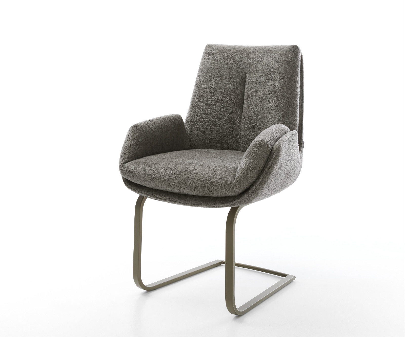 DELIFE Freischwinger Clea-Flex Bouclé Soft Schlamm Freischwinger flach Effektfinish Titan, Esszimmerstühle Image