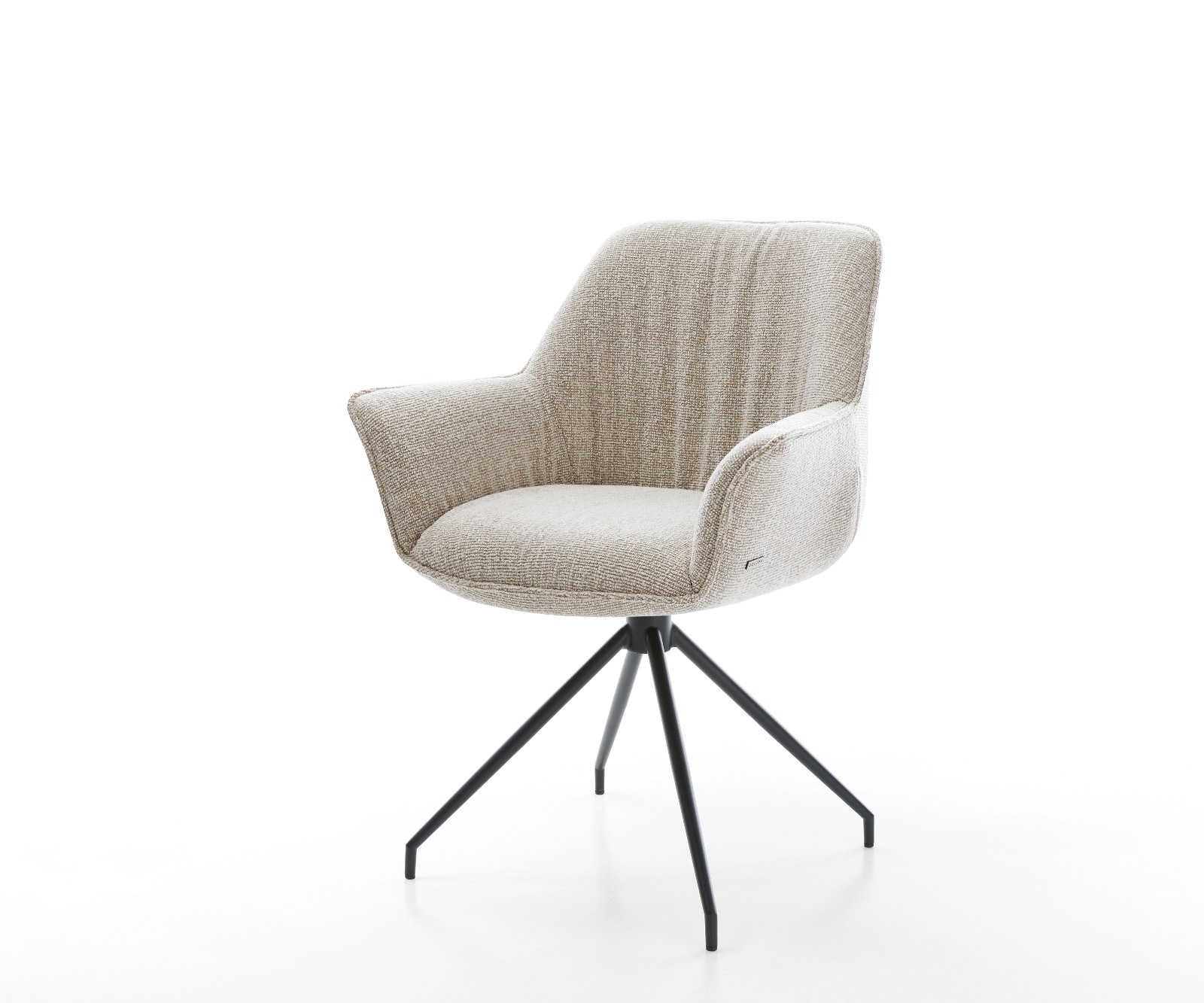 DELIFE Esszimmerstuhl Keila-Flex mit Armlehnen Webstoff Soft Beige Kreuzgestell konisch Schwarz, Esszimmerstühle Image