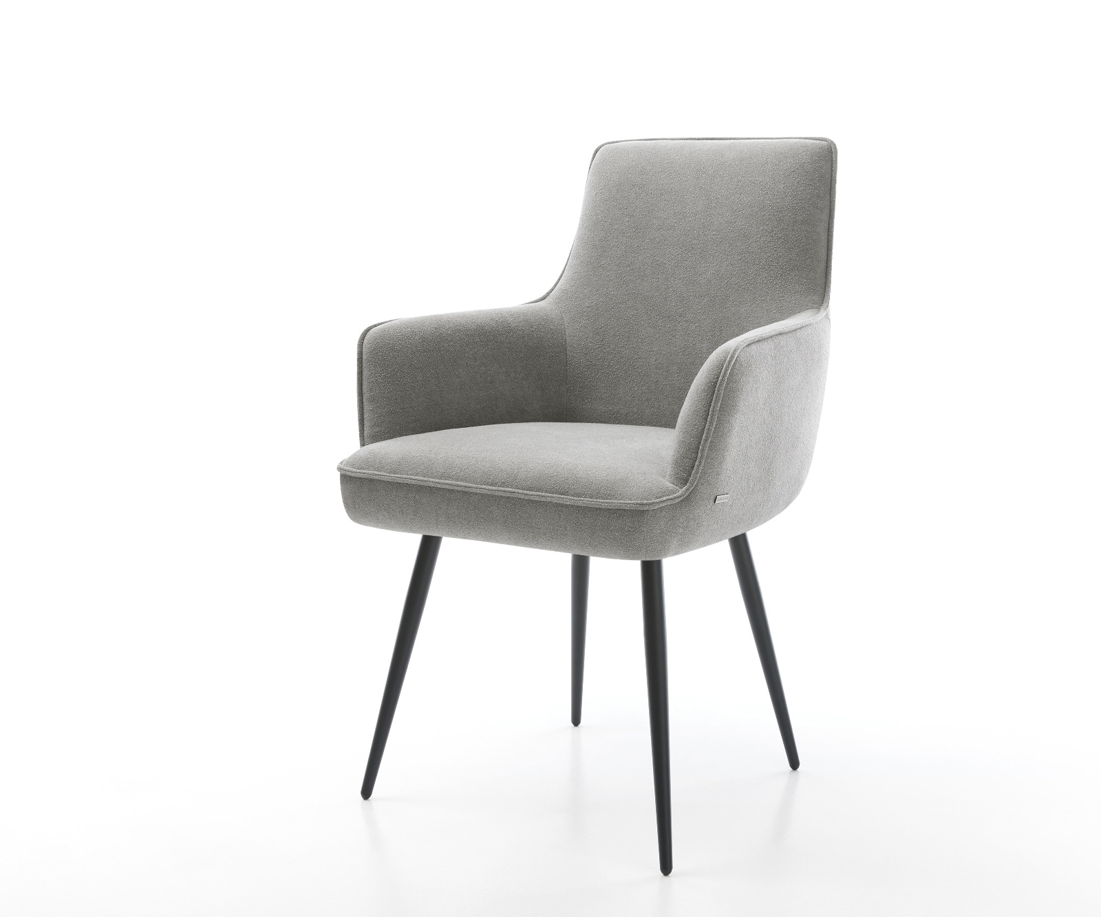 DELIFE Esszimmerstuhl Heira-Flex mit Armlehnen Strukturstoff Soft Grau 4-Fuß konisch Schwarz Taschenfederkern, Esszimmerstühle Image