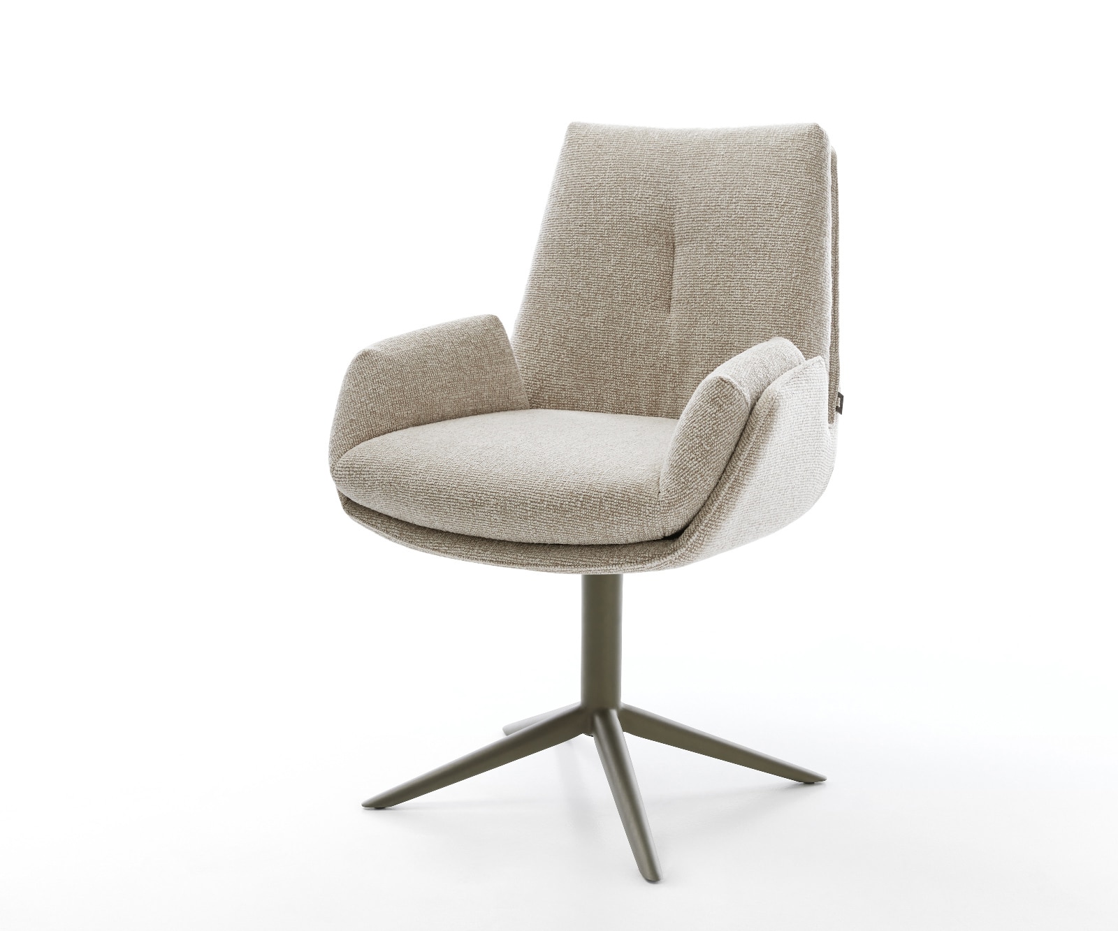 DELIFE Drehstuhl Clea-Flex Webstoff Soft Beige Fußkreuz Effektfinish Titan 360° drehbar Wippfunktion, Esszimmerstühle Image