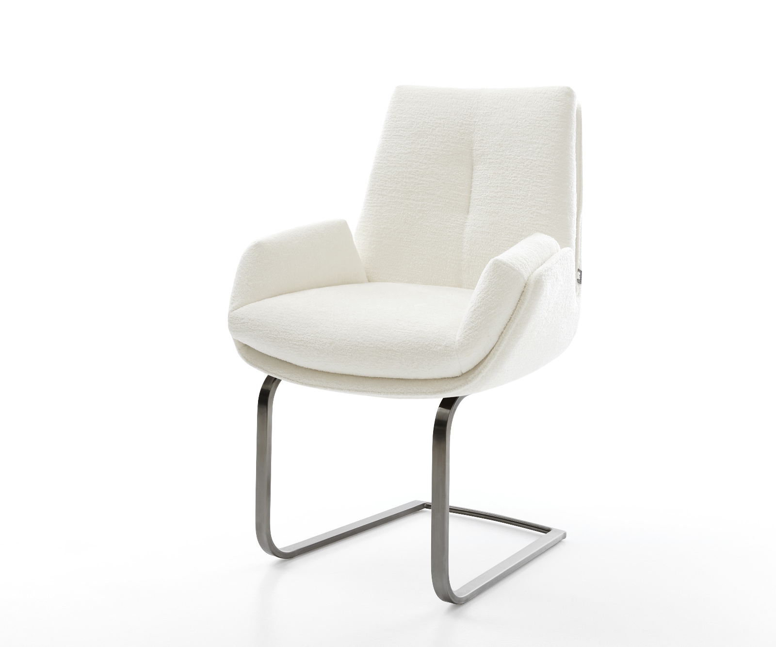 DELIFE Freischwinger Clea-Flex Bouclé Soft Beige Freischwinger flach Graphit, Esszimmerstühle Image