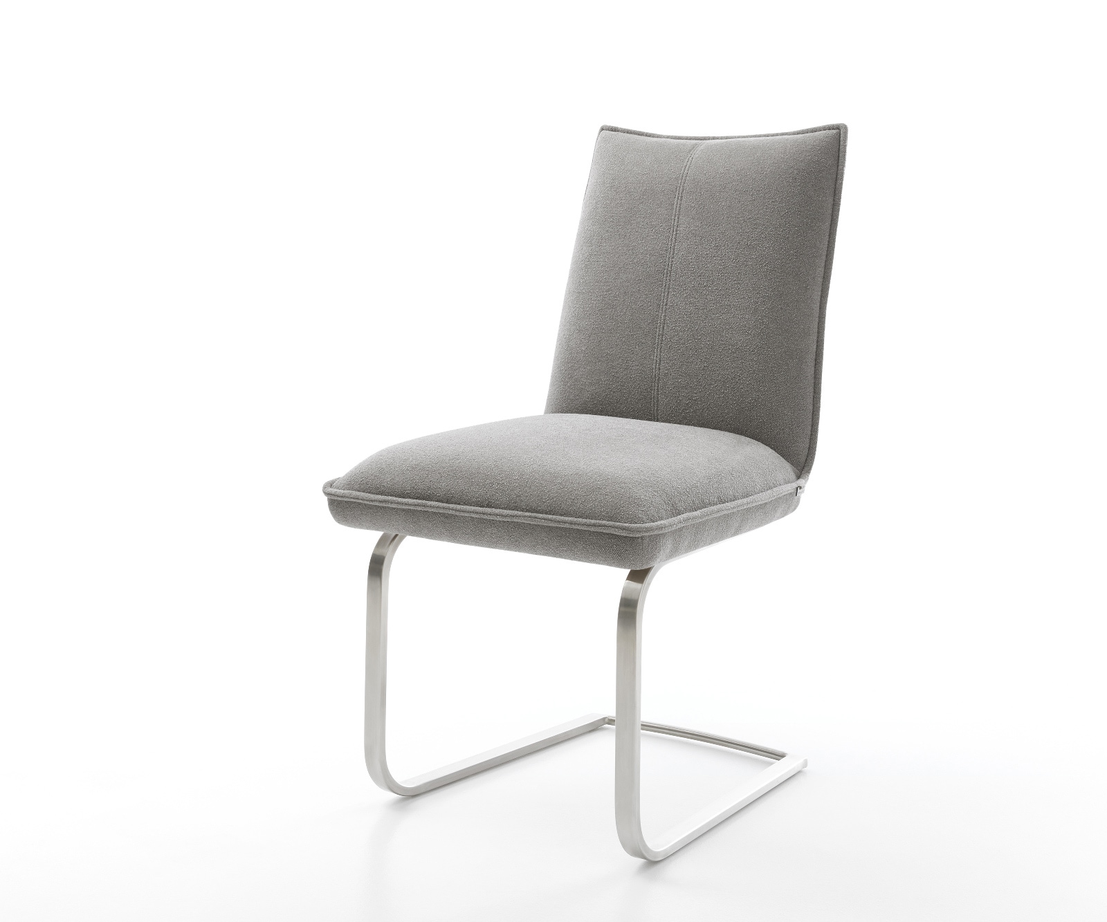 DELIFE Freischwinger Lelio-Flex Strukturstoff Soft Grau Freischwinger flach Edelstahl Taschenfederkern, Esszimmerstühle Image