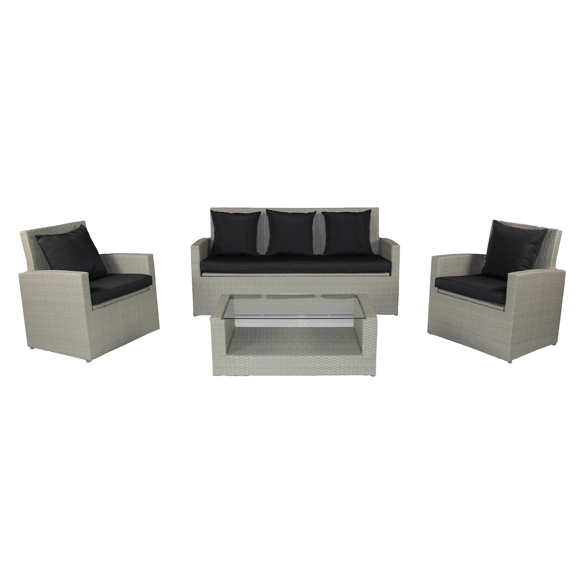 DCB GARDEN Gartenmöbel für 5 Personen aus grauem Kunstharzgeflecht - PVC-CONFORT Image