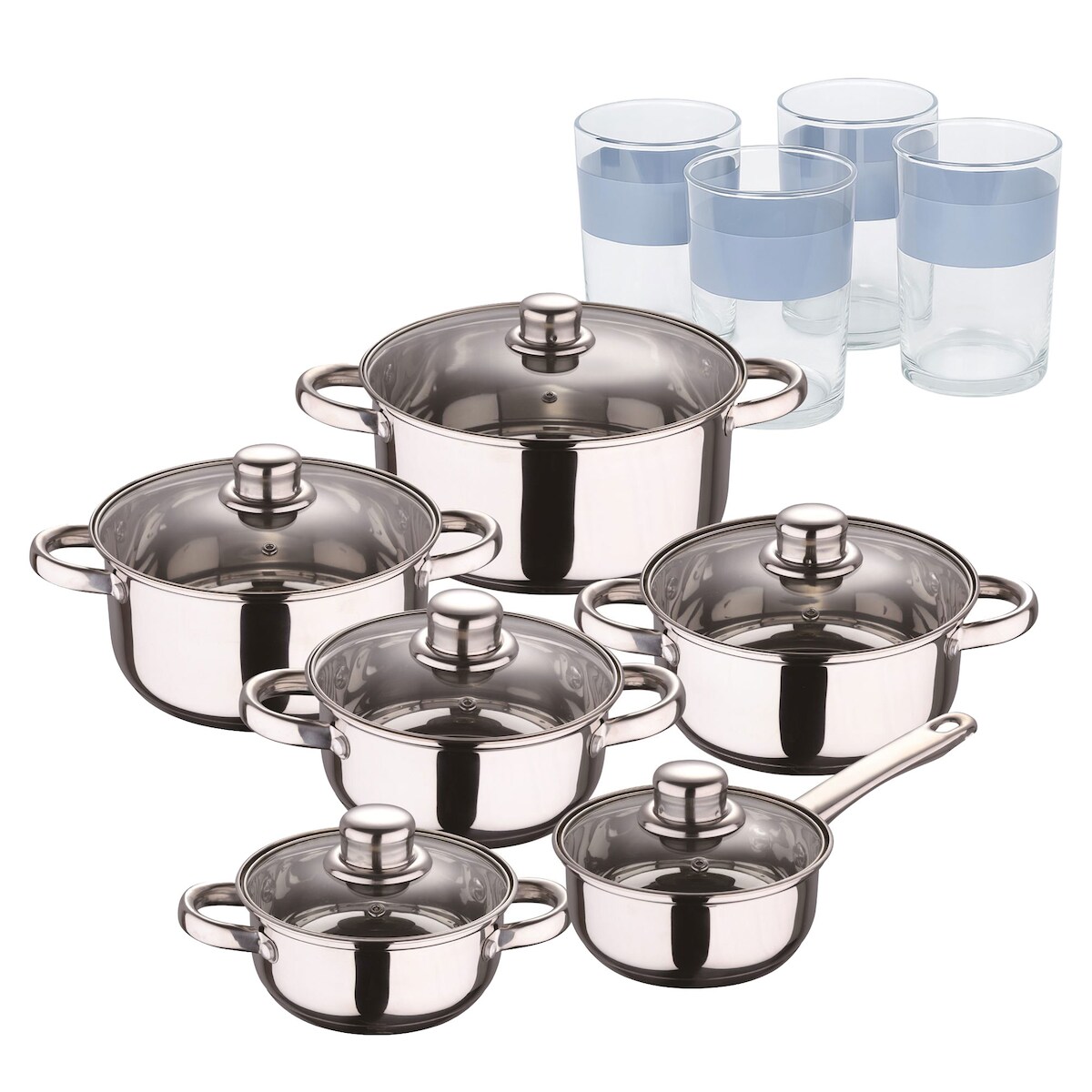 BERGNER - Cassel 12-teiliges Edelstahl-Kochgeschirr-Set, induktionsgeeignet, mit 4 x 0,5-Liter-Tassen NOIA Image