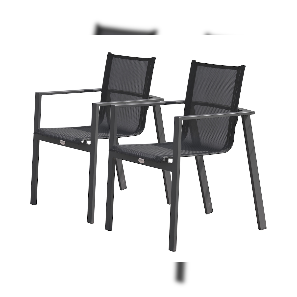 Set mit 2 stapelbaren Gartensesseln ausem anthrazitgrauem Aluminium Image