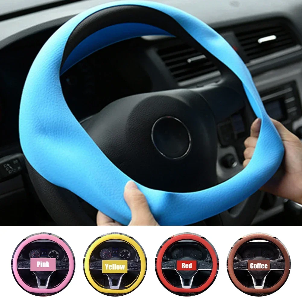 Coprivolante universale in silicone per auto Coprivolante elastico antiscivolo per volante da 36-40 cm Accessori per decorazioni per auto multicolori