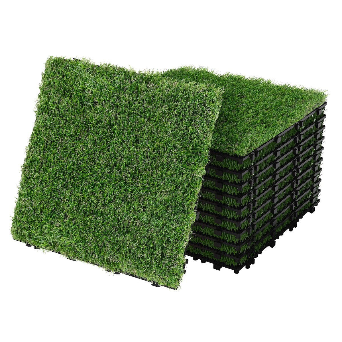 ML-Design Kunstrasen Fliesen 30x30 cm/44 Stücke=4m², Bodenbelag mit Klicksystem und Drainage, UV-Beständig, Kunststoffrasen Künstlicher Rasen Image