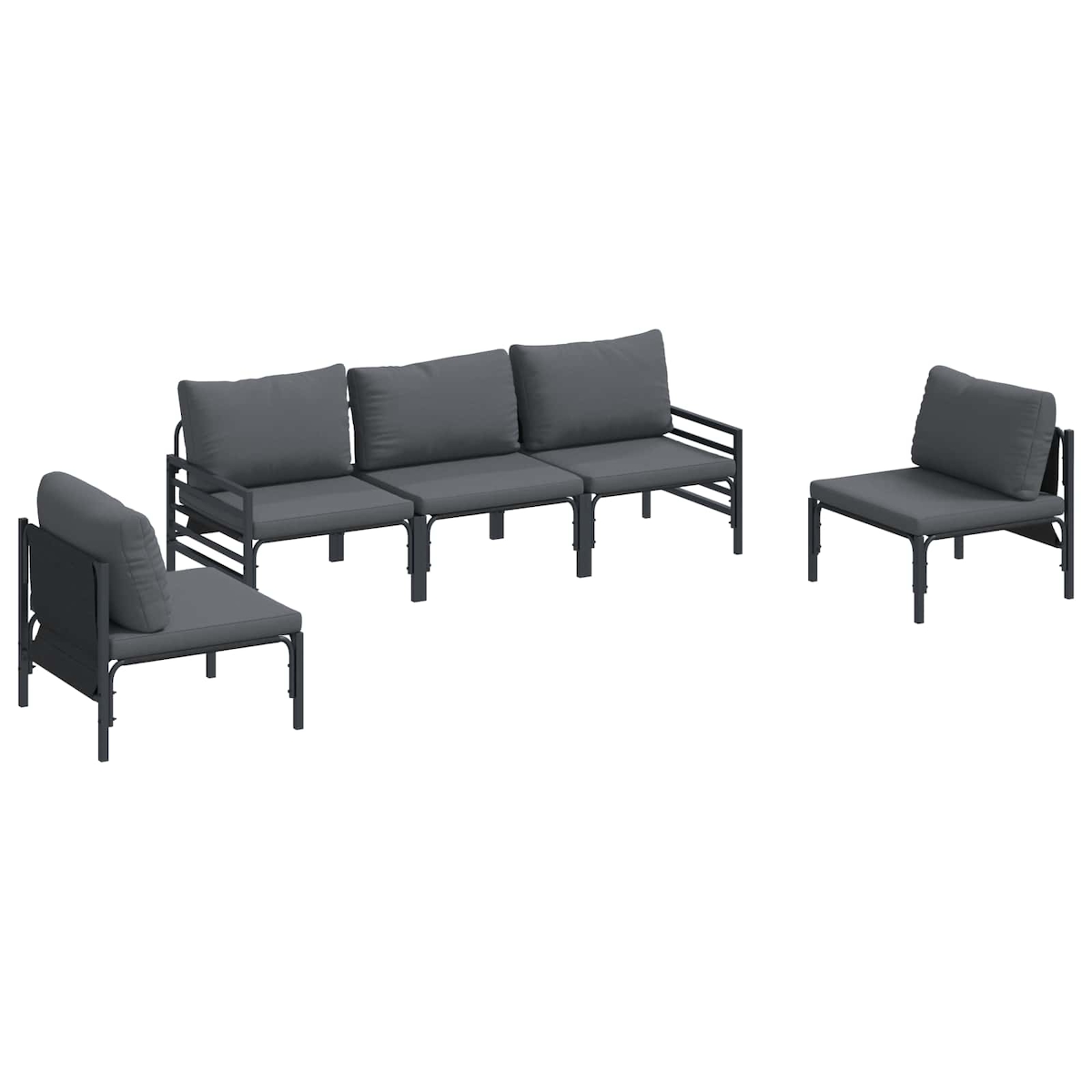 vidaXL Gartensofa-set mit Kissen 5 pcs Schwarz Stahl Image