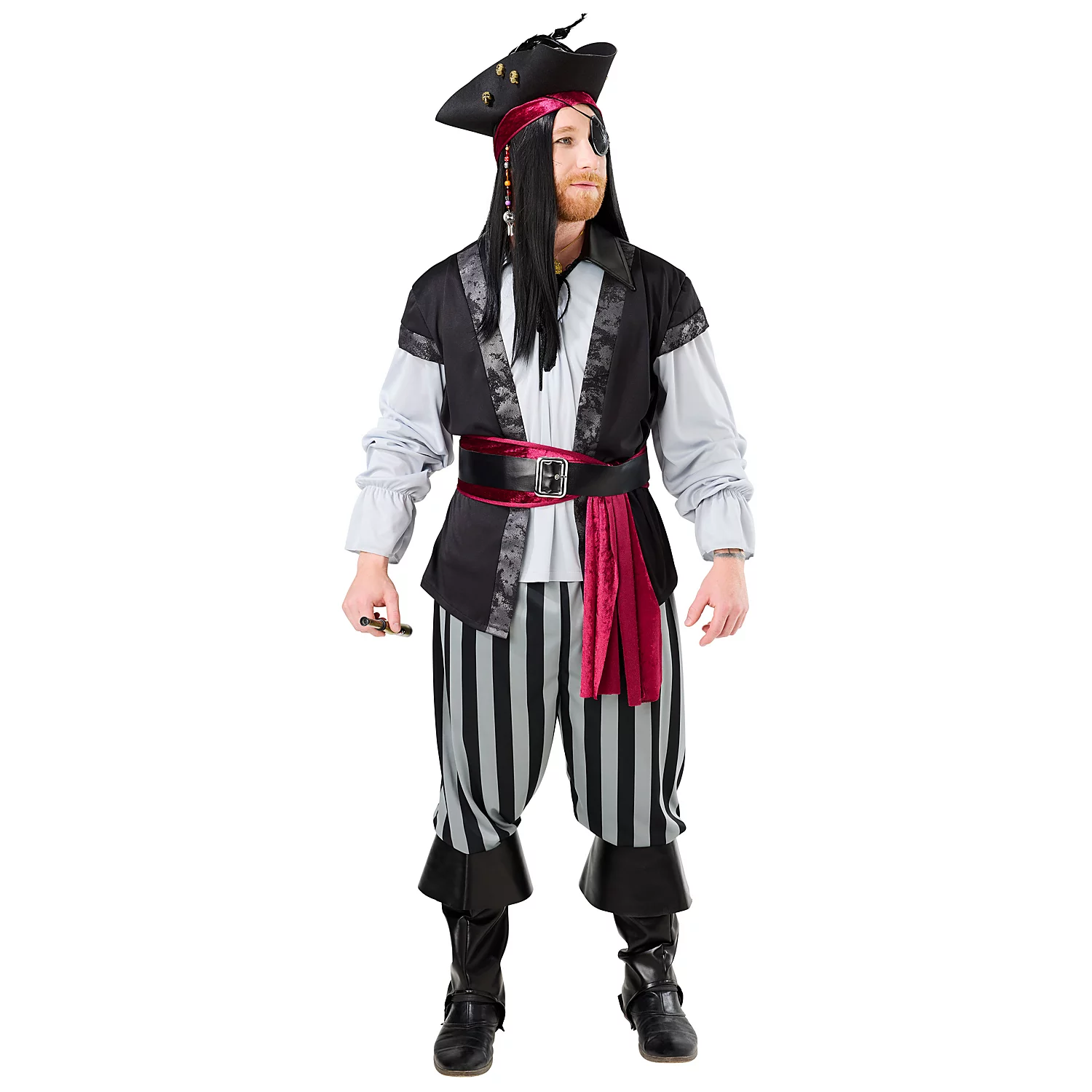 Déguisement "pirate", bordeaux/gris