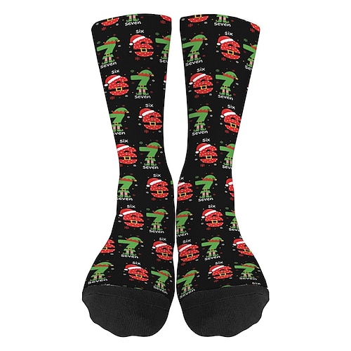 Lustige Socken mit dem 67-Meme, sportliche Crew-Socken, lässige, nahtlose Socken mit Print aus weichem, atmungsaktivem Material, bequemer Alltags-Sportstil zum Gehen, Laufen und fürs Fitnessstudio. Image