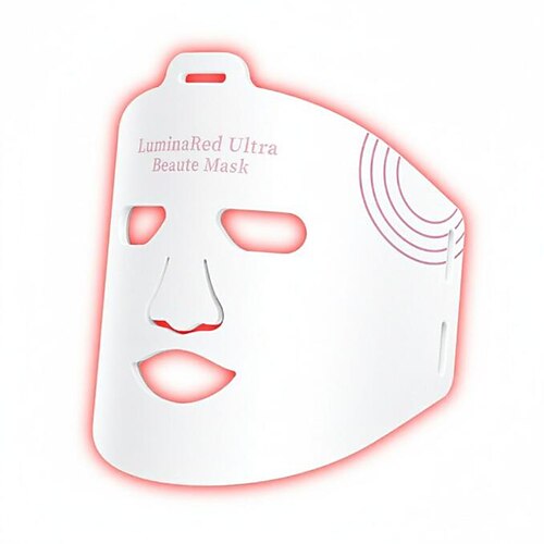 Neue LED-Rotlicht-Gesichtsmaske, FDA-zertifiziert, für den Hausgebrauch, Silikon-Gesichtsmaske, Phototherapie-Gesichtsmaske mit Nackenband, USB-Ladefunktion (2600 mA), geeignet für … Image