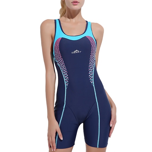 sbart Damen-Bademode einteiliger Badeanzug Badeanzug Racerback Boyleg sportlicher Badeanzug Rennsport Patchwork-Bademode chlorbeständig atmungsaktiv hochelastisch Nylon Spandex ärmellos Image